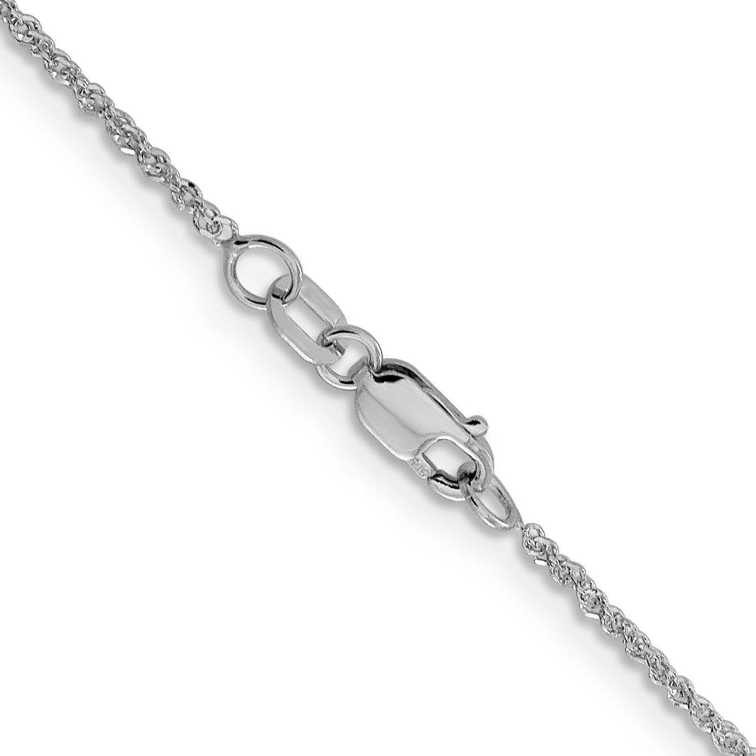 18 Inch 14K White Gold 1.3mm Sparkle Singapore Chain Necklace