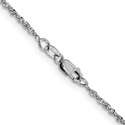 20 Inch 14K White Gold 1.6mm Sparkle Singapore Chain Necklace