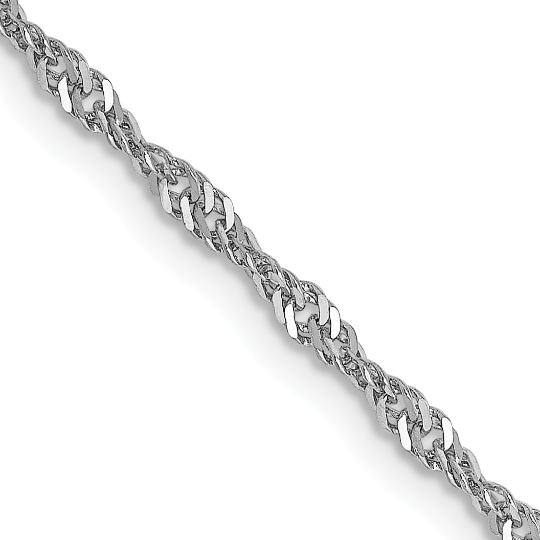 18 Inch 14K White Gold 1.6mm Sparkle Singapore Chain Necklace