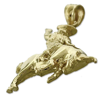 14K Gold Bull Riding Pendant