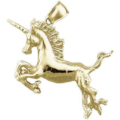 14K Gold 40MM Unicorn Pendant