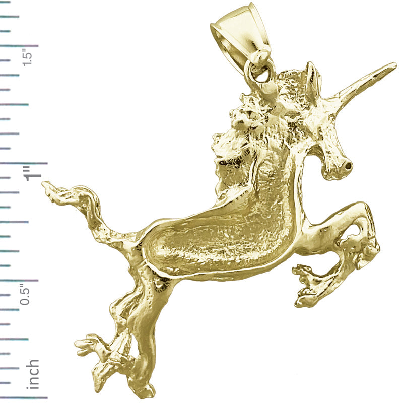 14K Gold 40MM Unicorn Pendant