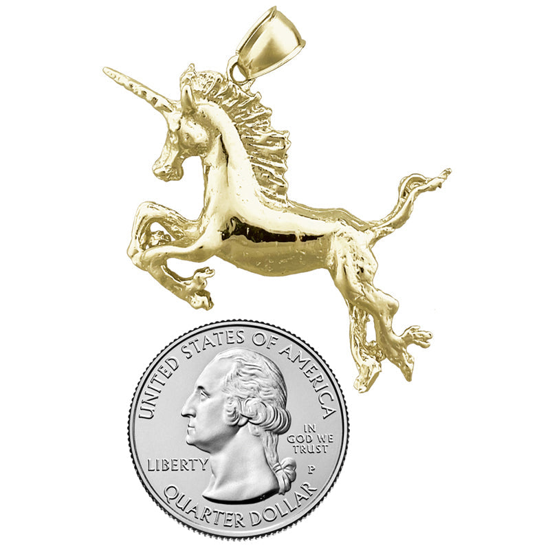 14K Gold 40MM Unicorn Pendant