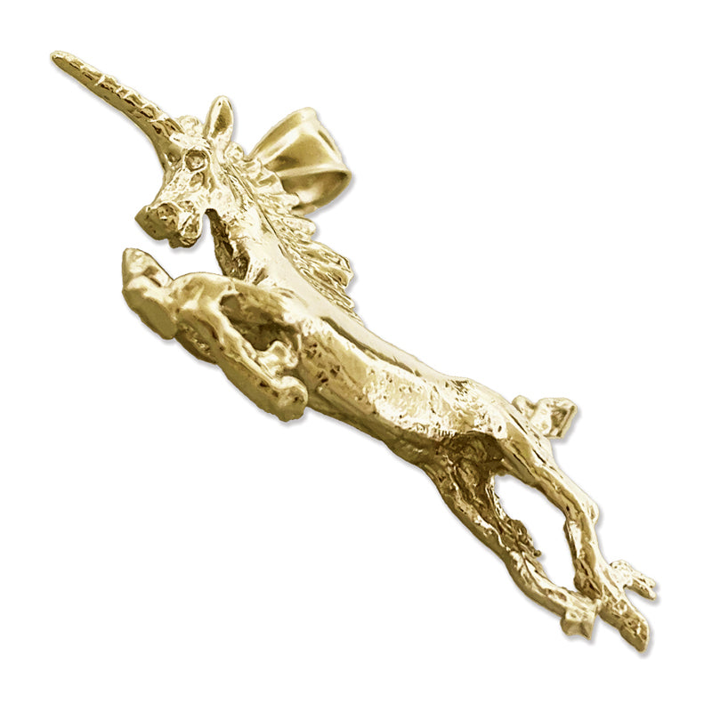 14K Gold 40MM Unicorn Pendant