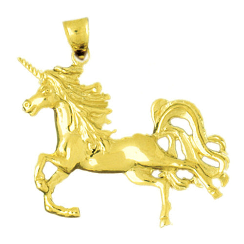14K Gold Trotting Unicorn Pendant