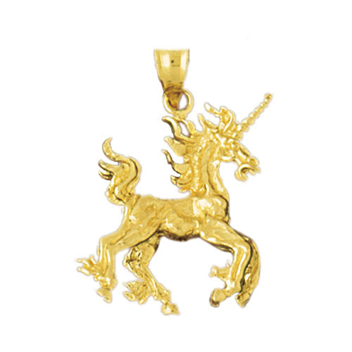 14K Gold 3-D Unicorn Pendant
