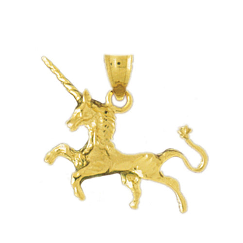 14K Gold 3D Unicorn Pendant