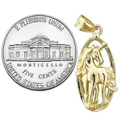 14K Gold Unicorn Charm Medallion