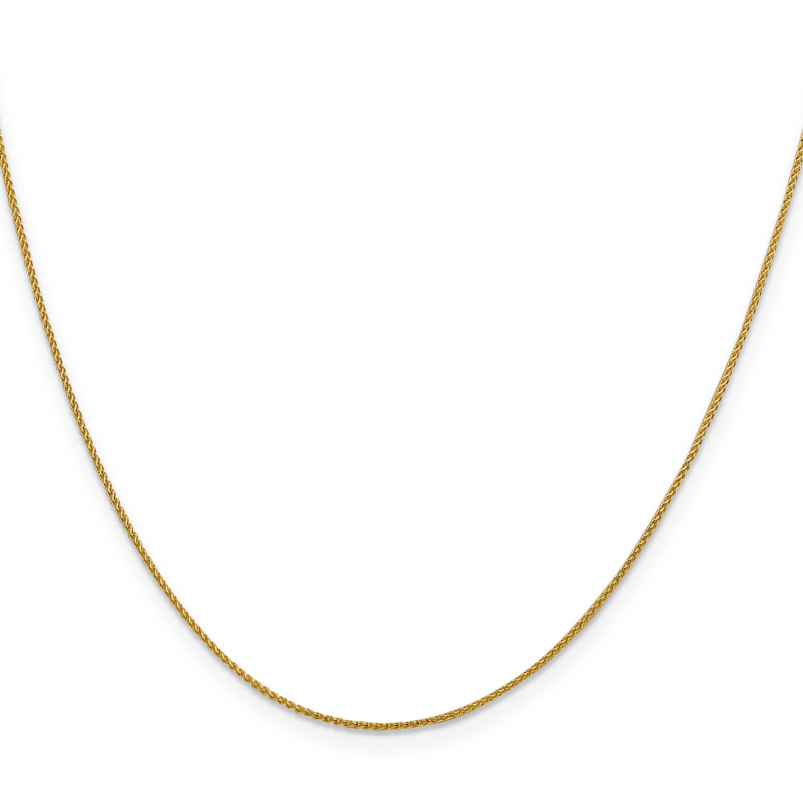 18K Yellow Gold 24 Inch 1mm Diamond-Cut Spiga With Spring Ring Clasp Chain Necklace