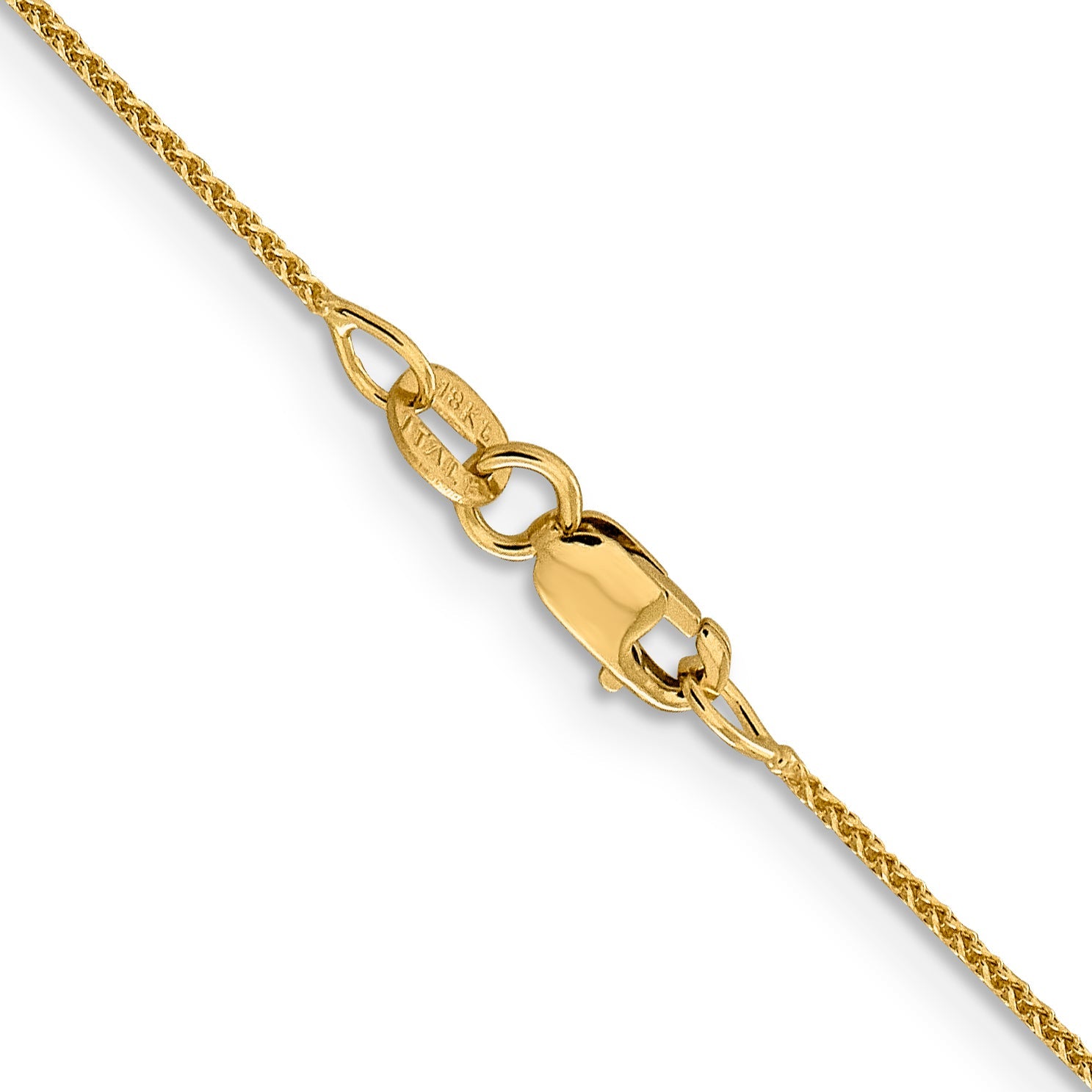 18K Yellow Gold 24 Inch 1mm Diamond-Cut Spiga With Spring Ring Clasp Chain Necklace
