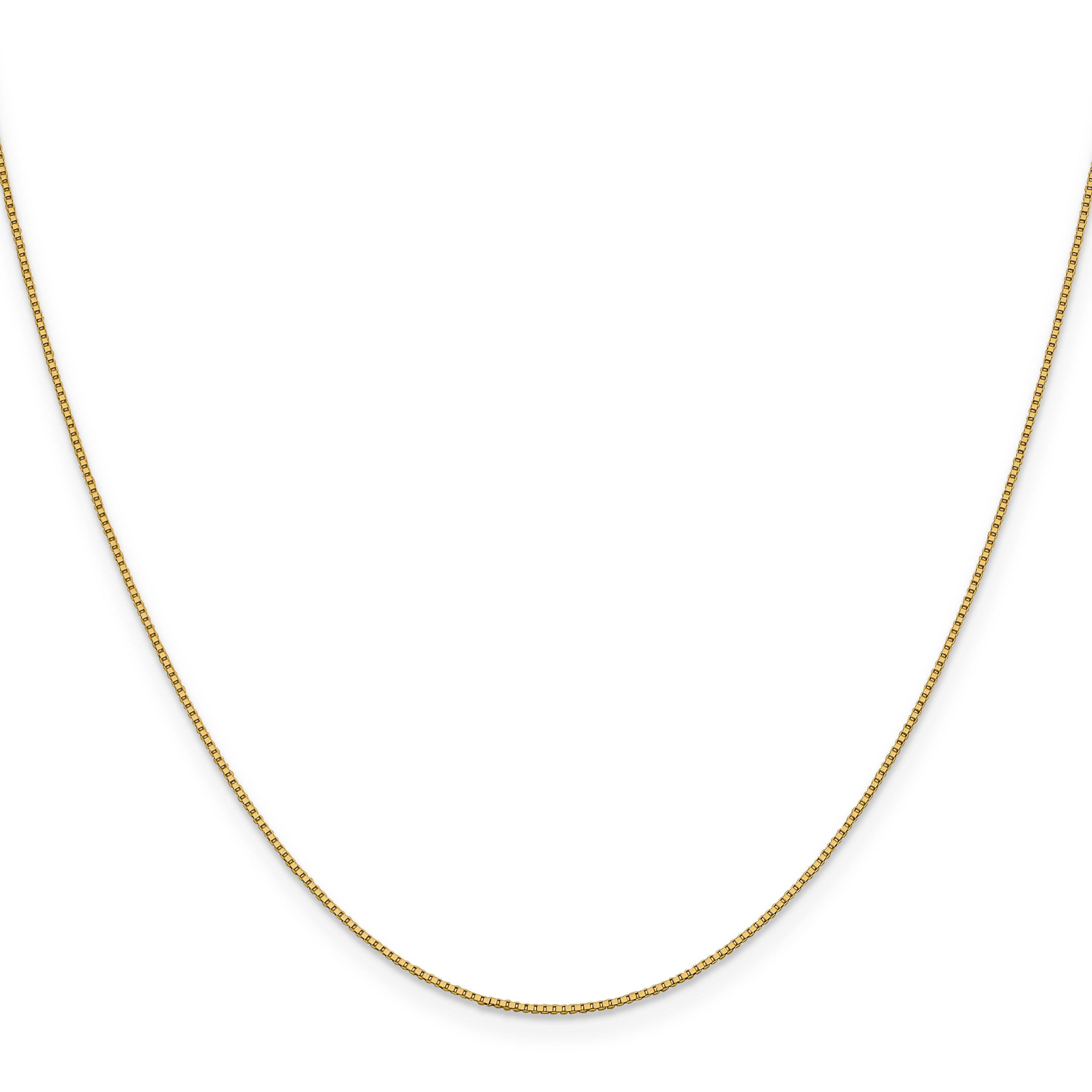 18K Yellow Gold 18 Inch .7mm Box With Lobster Clasp Chain Necklace