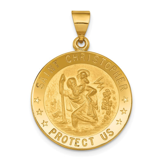 18K Yellow Gold Saint Christopher Medal Pendant