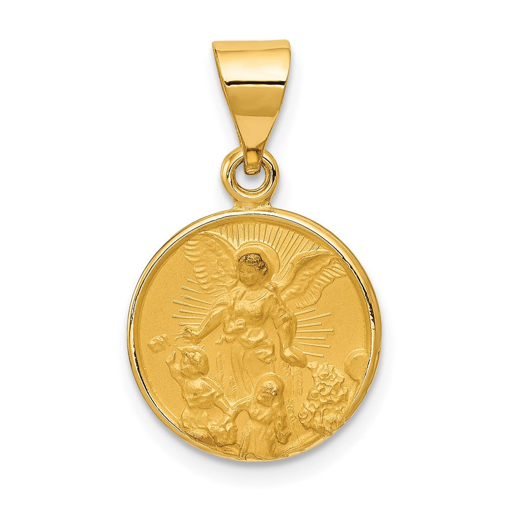 18K Yellow Gold Guardian Angel Medal Pendant
