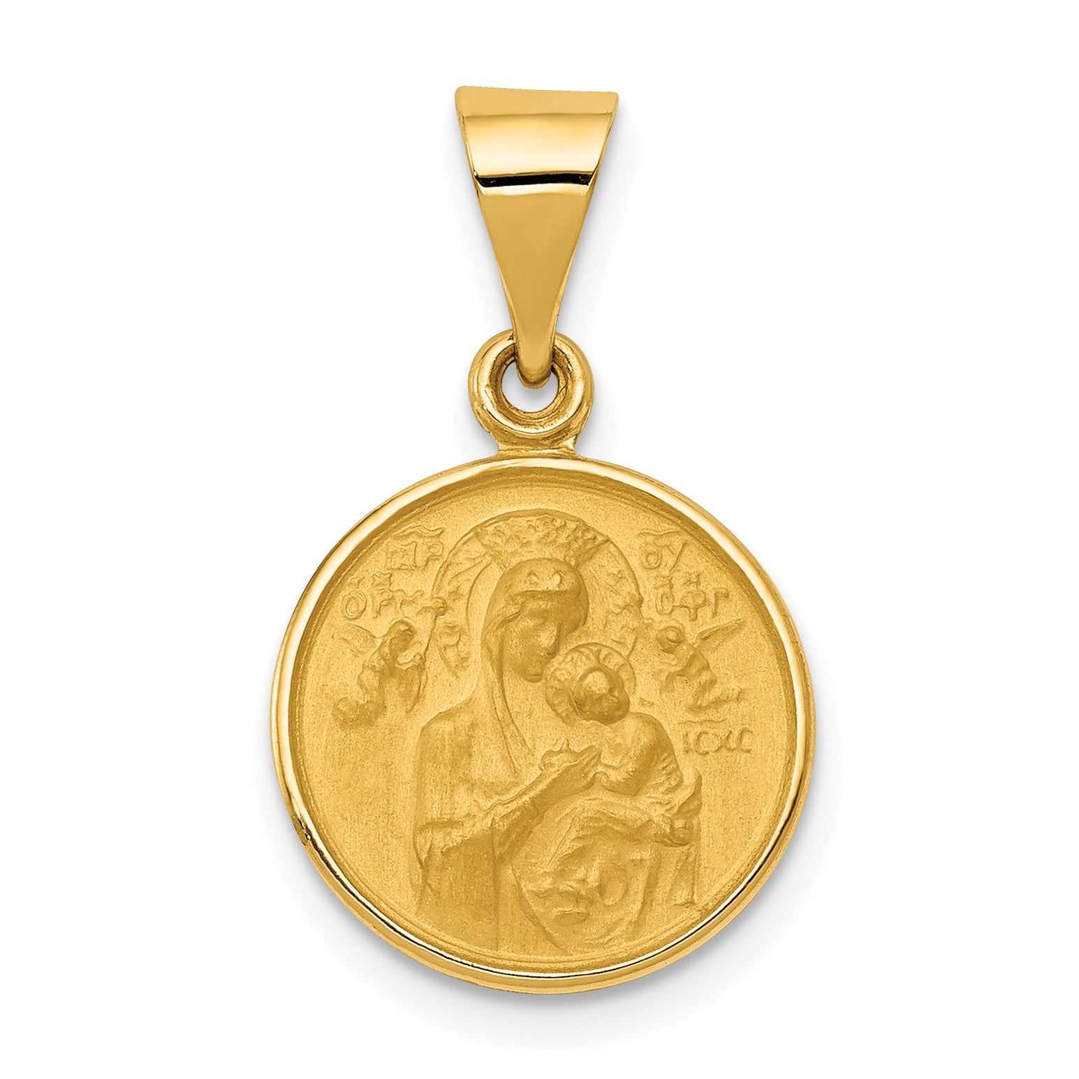 18K Yellow Gold Our Lady Of Perpetual Help Medal Pendant