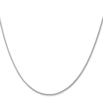 2 Inch 14K White Gold 1.3mm D/C Wheat Chain Necklace
