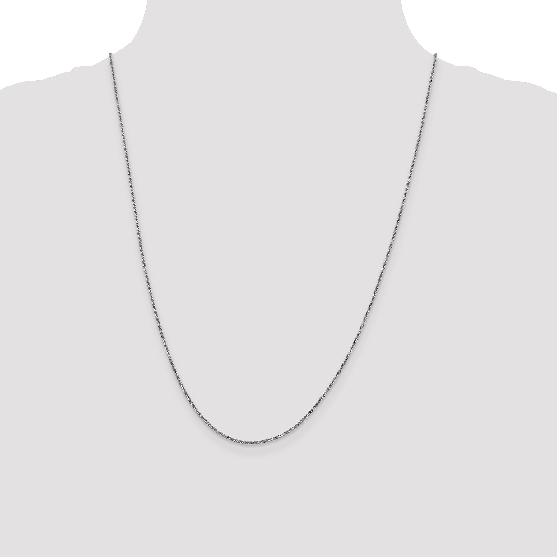 24 Inch 14K White Gold 1mm D/C Quadra Wheat Chain Necklace