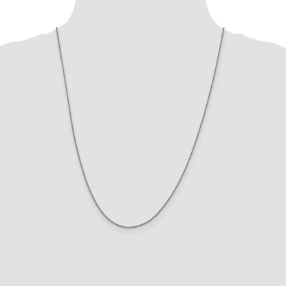 24 Inch 14K White Gold 1mm D/C Quadra Wheat Chain Necklace