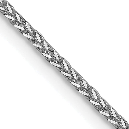 24 Inch 14K White Gold 1mm D/C Quadra Wheat Chain Necklace