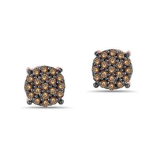 0.13 CT. T.W. Champagne Diamond Cluster Stud Earrings in 10K Rose Gold