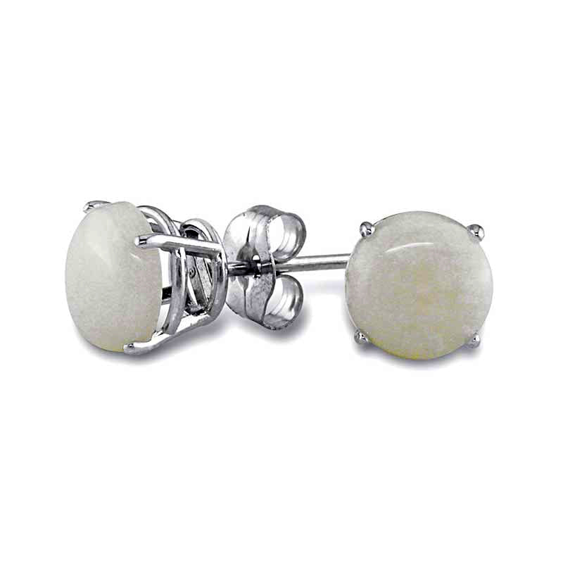 6.0mm Opal Stud Earrings in 10K White Gold