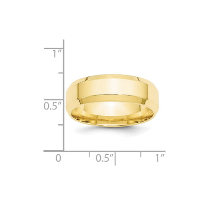 10k Yellow Gold 7mm Beveled Edge Comfort Fit Wedding Band Ring