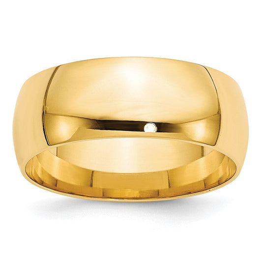 10k Yellow Gold 8mm Lightweight Comfort Fit Wedding Band Ring