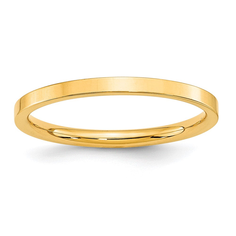 10k Yellow Gold 2mm Standard Weight Flat Comfort Fit Wedding Band Ring