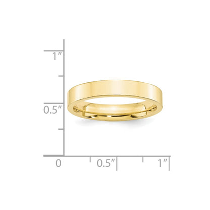 10k Yellow Gold 4mm Standard Weight Flat Comfort Fit Wedding Band Ring