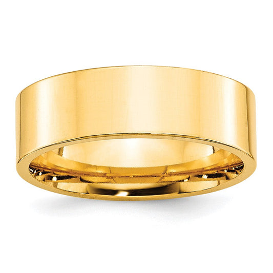 10k Yellow Gold 7mm Standard Weight Flat Comfort Fit Wedding Band Ring
