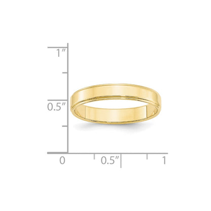 10k Yellow Gold 4mm Flat with Step Edge Wedding Band Ring