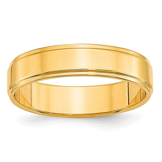 10k Yellow Gold 5mm Flat with Step Edge Wedding Band Ring