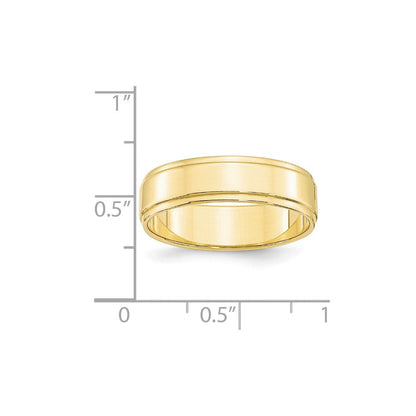 10k Yellow Gold 6mm Flat with Step Edge Wedding Band Ring