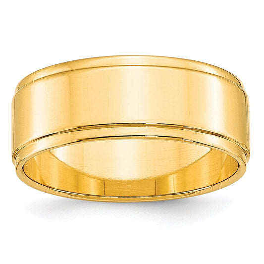 10k Yellow Gold 8mm Flat with Step Edge Wedding Band Ring