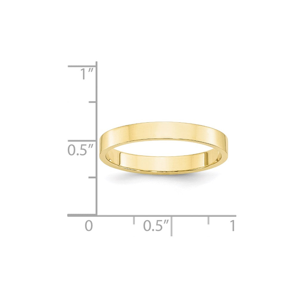 10k Yellow Gold 3mm Lightweight Flat Wedding Band Ring
