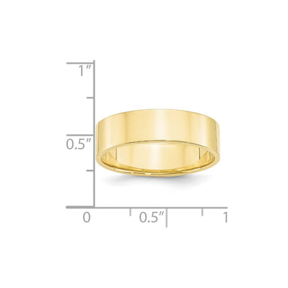 10k Yellow Gold 6mm Lightweight Flat Wedding Band Ring
