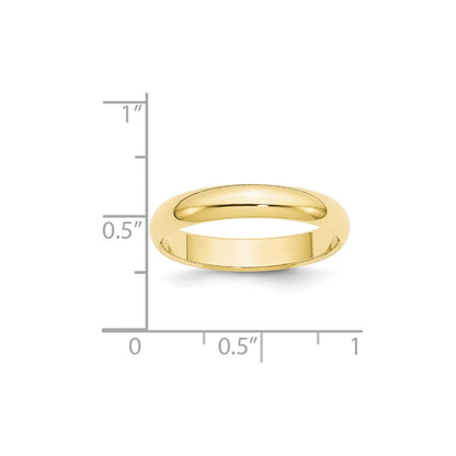 10k Yellow Gold 4mm Half Round Wedding Band Ring