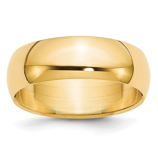 10k Yellow Gold 7mm Half Round Wedding Band Ring