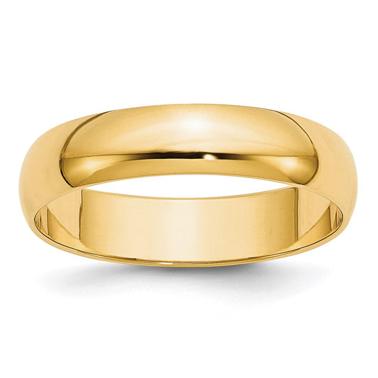 10K Yellow Gold 5mm Lightweight Half Round Wedding Band Size 5.5