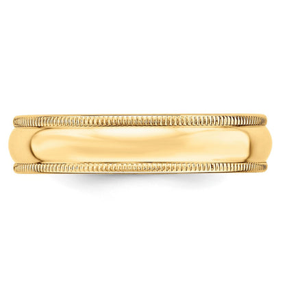 10k Yellow Gold 5mm Lightweight Milgrain Half Round Wedding Band Ring