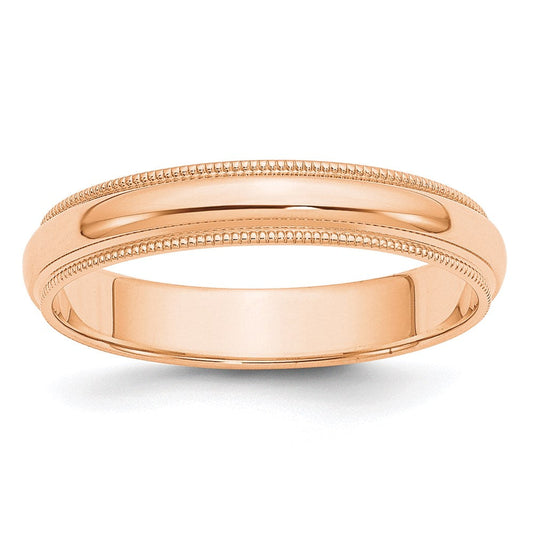 10k Rose Gold 4mm Milgrain Half Round Wedding Band Ring