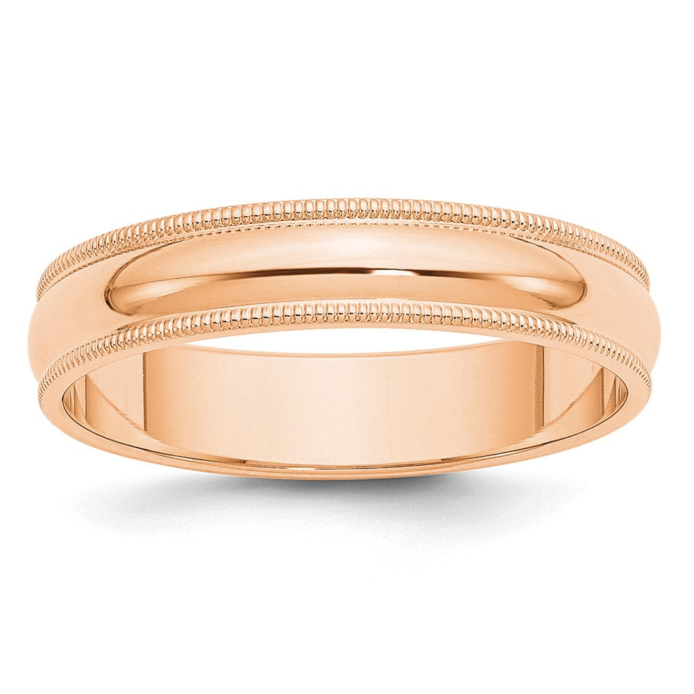 10k Rose Gold 5mm Milgrain Half Round Wedding Band Ring