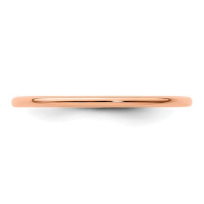 10K Rose Gold 10K 1.2mm Half Round Polished Stackable Band Size 8