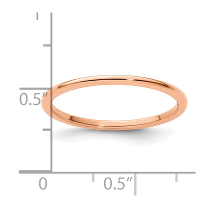 10K Rose Gold 10K 1.2mm Half Round Polished Stackable Band Size 8