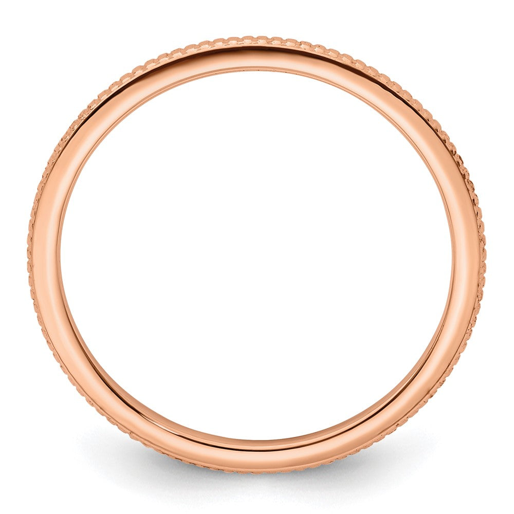 10K Rose Gold 10K 1.2mm Beaded Stackable Band Size 7.5