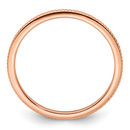 10K Rose Gold 10K 1.2mm Beaded Stackable Band Size 7.5