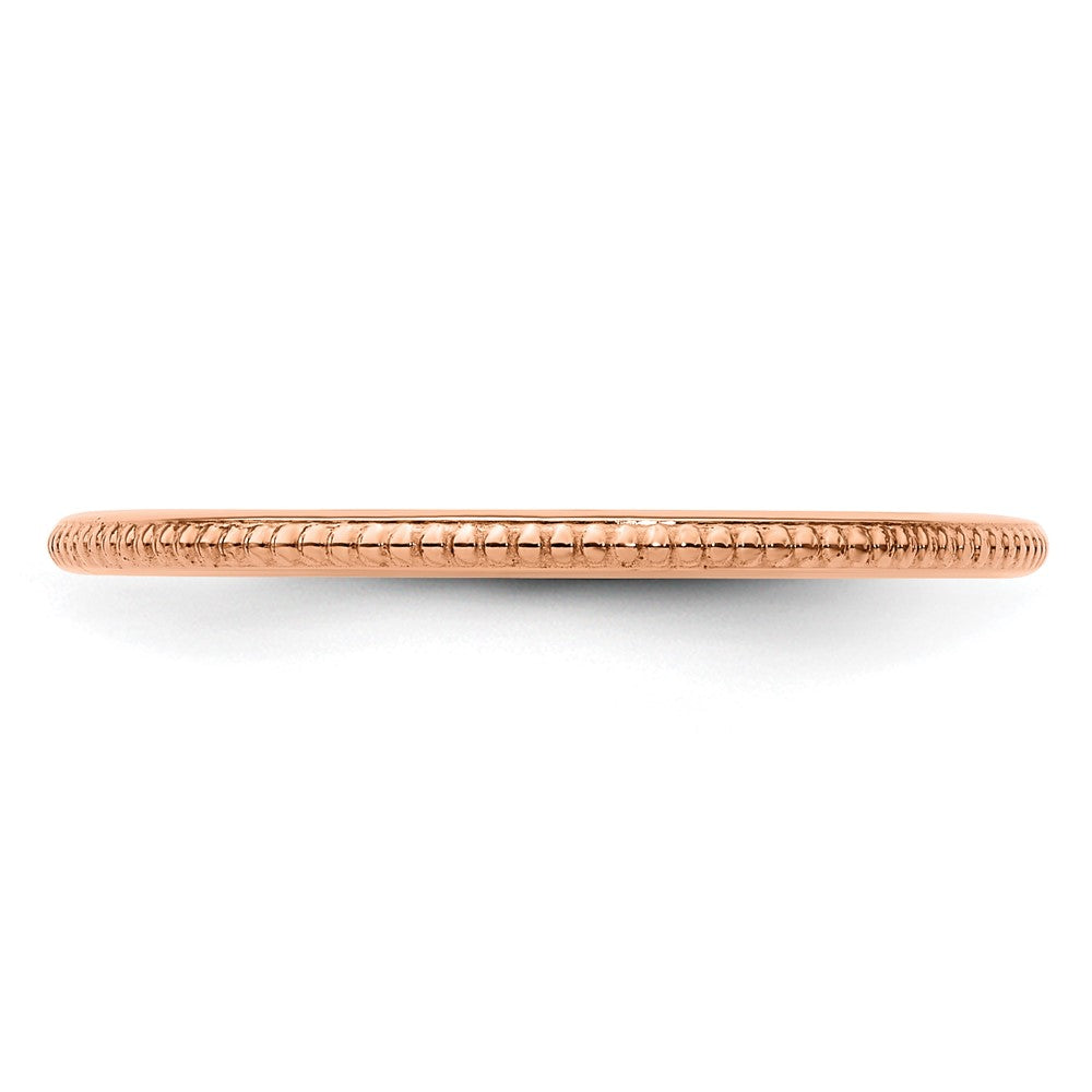 10K Rose Gold 10K 1.2mm Beaded Stackable Band Size 7.5