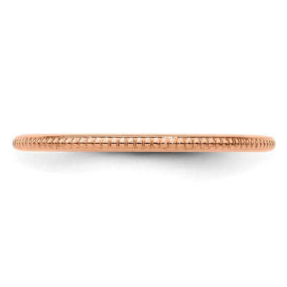 10K Rose Gold 10K 1.2mm Beaded Stackable Band Size 7.5