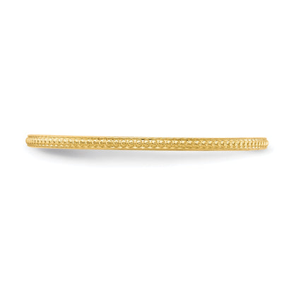 10K Yellow Gold 10K 1.2mm Beaded Stackable Band Size 4.5