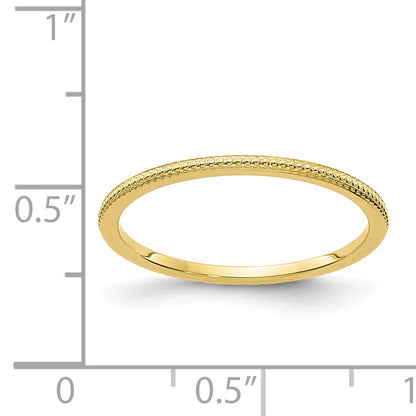 10K Yellow Gold 10K 1.2mm Beaded Stackable Band Size 9.5