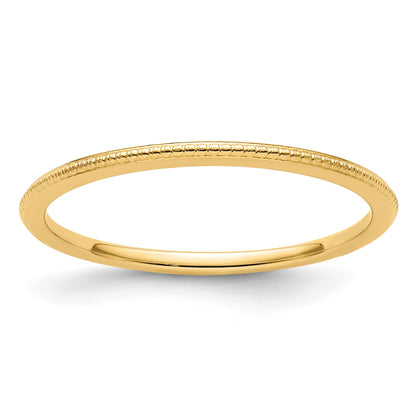 10K Yellow Gold 10K 1.2mm Beaded Stackable Band Size 9.5